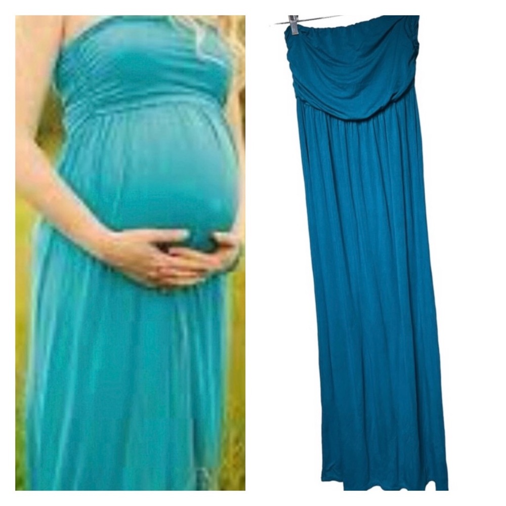 Coco USA Maternity Teal Maxi dress, size Large